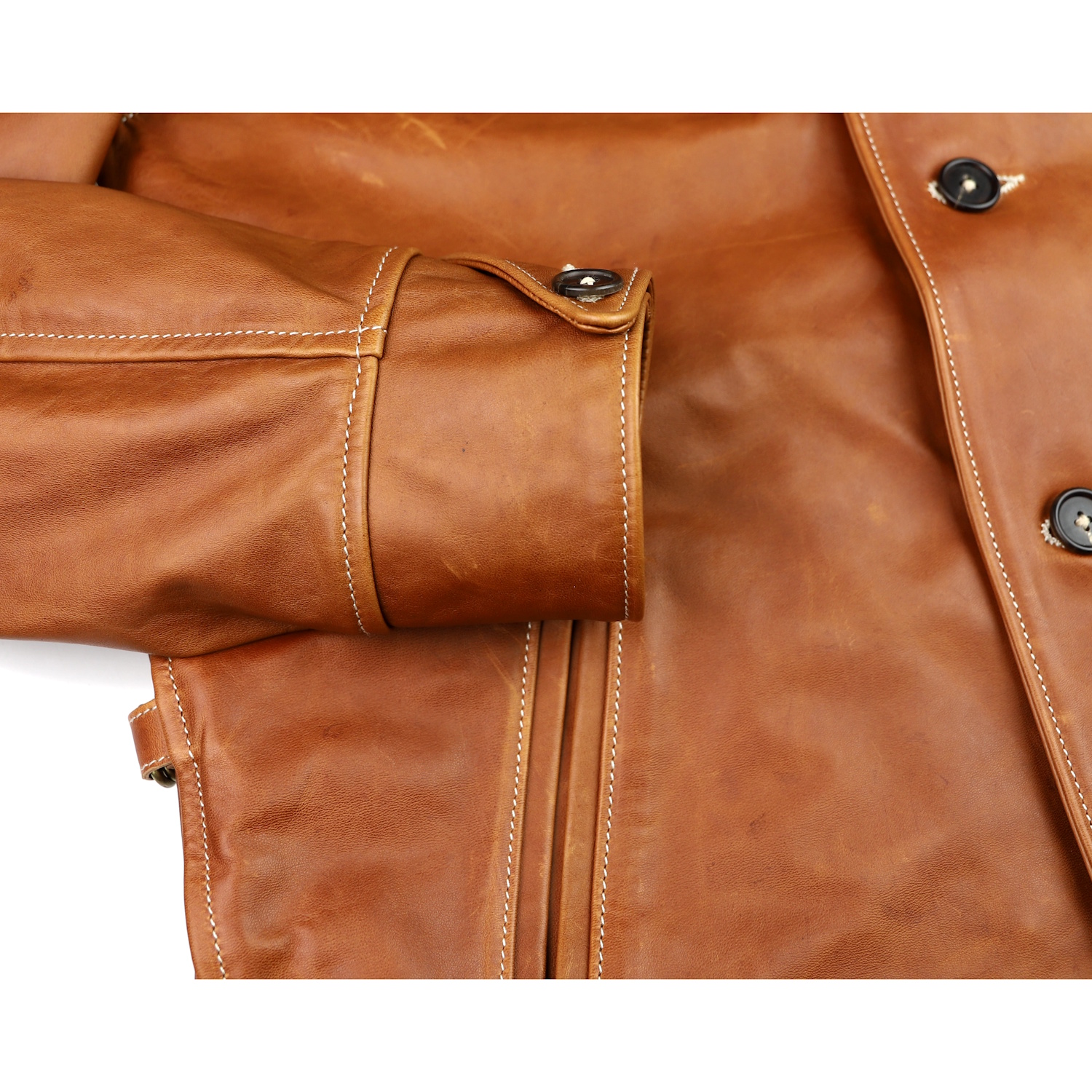 Aero Teamster Cognac Pinnacle Horsehide button cuff.jpg